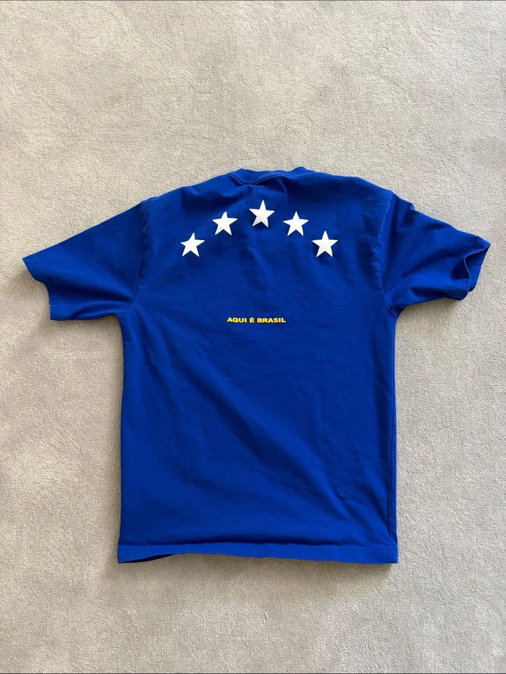 Jordan Brasil Royal Blue Short-Sleeve Graphic Tee with Yellow Jumpman